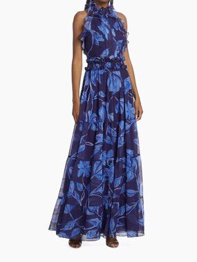 NWT PatBO Nightflower Ruffled Floral Maxi Dress size 4